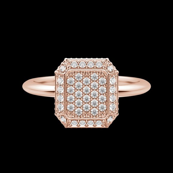 Asscher Pavé Ring - Picture 7 of 9
